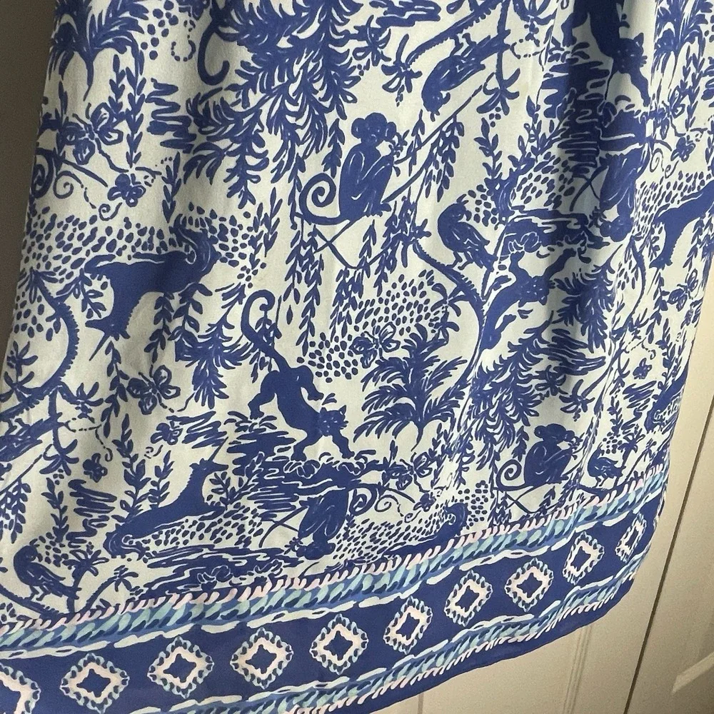 Lily Pulitzer Evah Ready Set Gecko Shift Dress Women‎ XXS Blue Sleeveless V-Neck